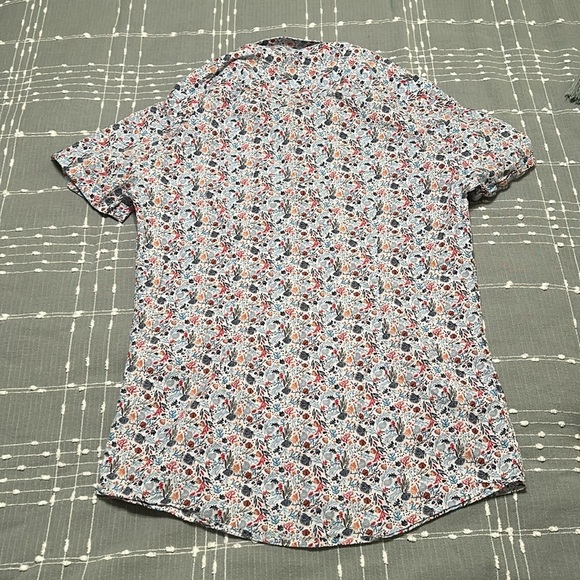 ZARA Slim Fit Nautical Seashell Shirt Mens M Colorful Short Sleeve Cotton - Picture 9 of 9